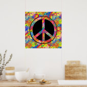 Poster Flower Power arc-en-ciel paix + votre arrière - pl (Cuisine)