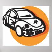 Poster Flower Power Car Cute Hippie Style (Devant)