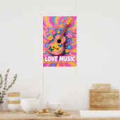 Poster Flower Power Guitare Pop Art (Cuisine)
