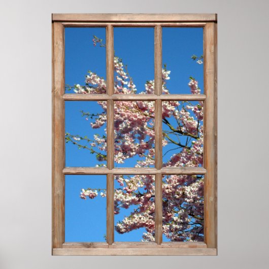 Poster Flowering Cherry Tree View from a Window (Devant)