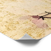 Poster flowering Japanese peach branches and antique text (Coin)