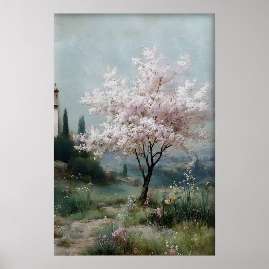 Poster Flowering Trees Print, Antique Spring Field (Devant)