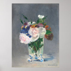 Poster Flowers in a Crystal Vase - Edouard Manet Fine Art
