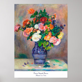 Poster Flowers in a Vase Pierre Auguste Renoir painting
