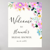 Poster Flowers in pink tones boho Bridal Shower (Devant)