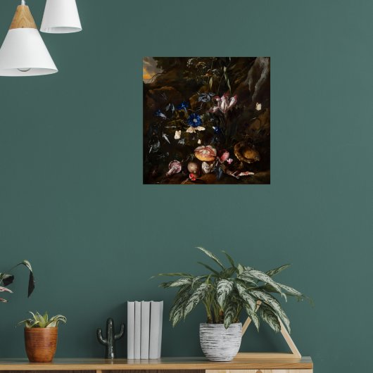 Poster Flowers mushrooms butterflies frog & Snake (Salon 1)