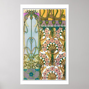 Poster Flowers of Art Nouveau Style, Mucha