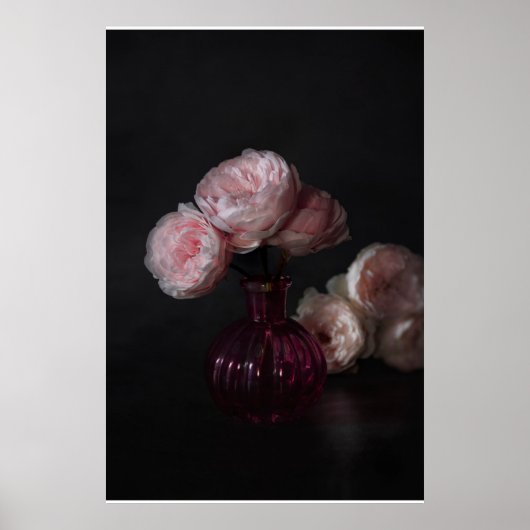 Poster Flowers | Pale Pink Peonies in Vase (Devant)