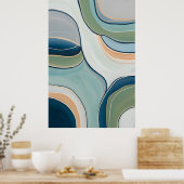 Poster Flowing Green and Blue Curves Abstract Art Print (Cuisine)