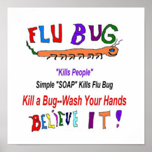 Poster Flu Bug Wash Hands