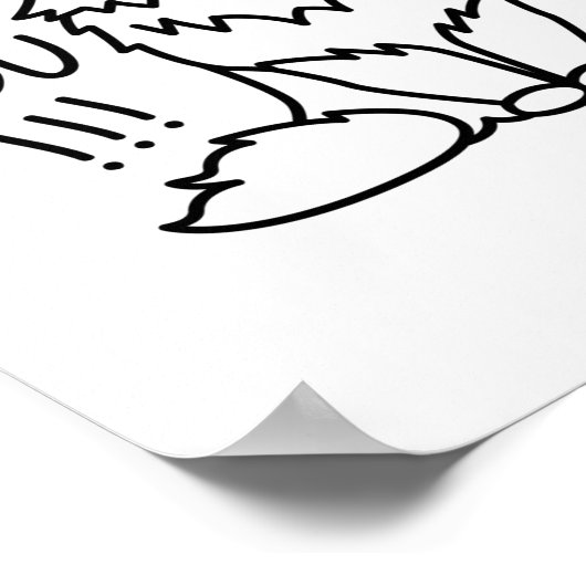 Poster Fluff you - Funny Minimal mignon Chat noir et blan (Coin)