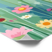 Poster Fluffeux chat blanc dans la prairie fleur sauvage, (Coin)