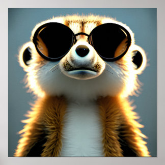 Poster Fluffy 3d meerkat wearing sunglasses