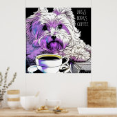 Poster Fluffy Beaumont CHIENS, LIVRES, CAFÉ Texte modifia (Cuisine)