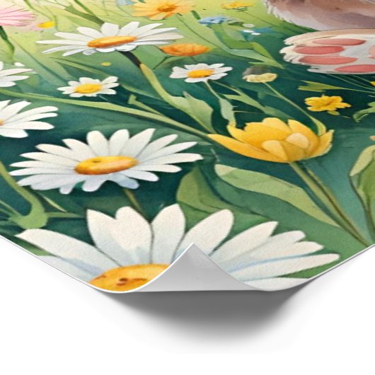 Poster Fluffy & Caffeinated - Scène de café Bunny Spring (Coin)