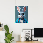 Poster Fluffy & Cute - Tête de lapin en Whimsical (Bureau à domicile)