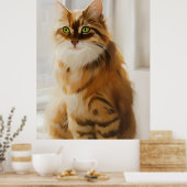 Poster Fluffy Ginger Cat dans la fenêtre (Cuisine)