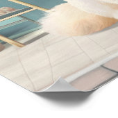 Poster Fluffy Kitten avec Blue Bow à la pâtisserie (Coin)