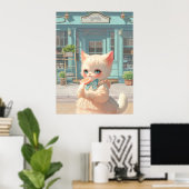 Poster Fluffy Kitten avec Lollipop à la pâtisserie (Bureau à domicile)