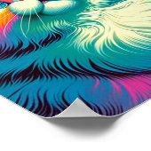 Poster Fluffy Orange Rose Chat dans l'espace (Coin)