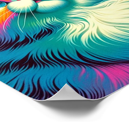 Poster Fluffy Orange Rose Chat dans l'espace (Coin)