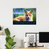 Poster Fluffy Red Fox with Friendship Quote (Bureau à domicile)