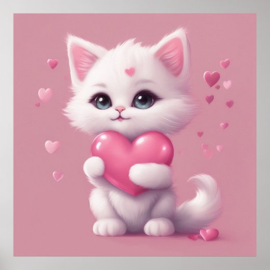 Poster Fluffy White Love Kitten (Devant)