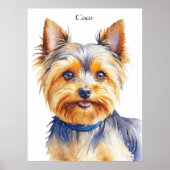 Poster Fluffy Yorkshire Terrier Soft and Gentle Dog Art (Devant)