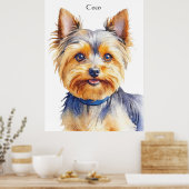 Poster Fluffy Yorkshire Terrier Soft and Gentle Dog Art (Cuisine)