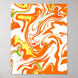 Poster Fluide Abstrait Orange Vibrant