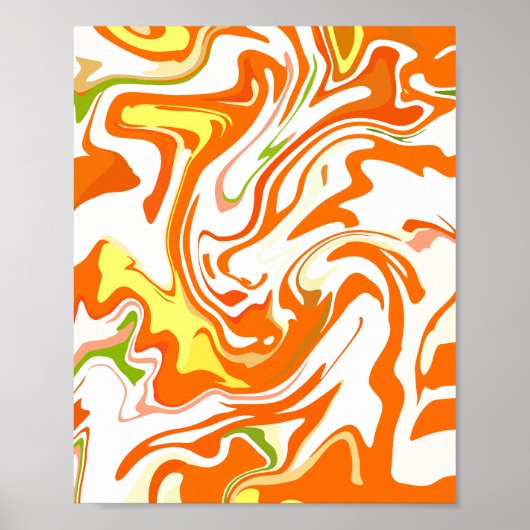 Poster Fluide Abstrait Orange Vibrant (Devant)