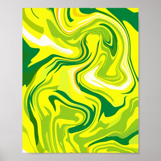 Poster Fluide Abstrait torréfaction en Jaune et Vert (Devant)