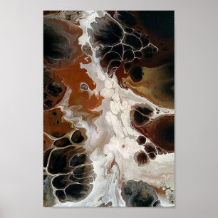 Poster Fluide Acrylique Abstrait peinture Brown neutre