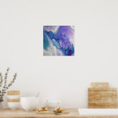 Poster Fluide violet et bleu Abstrait Marbre moderne Art (Cuisine)