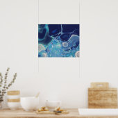 Poster Fluidité abstraite moderne de marbre bleu de la ma (Cuisine)