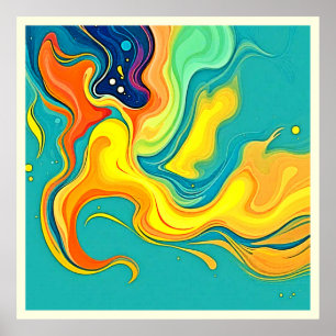 Poster Fluidité de la Joie : Vagues Abstraites