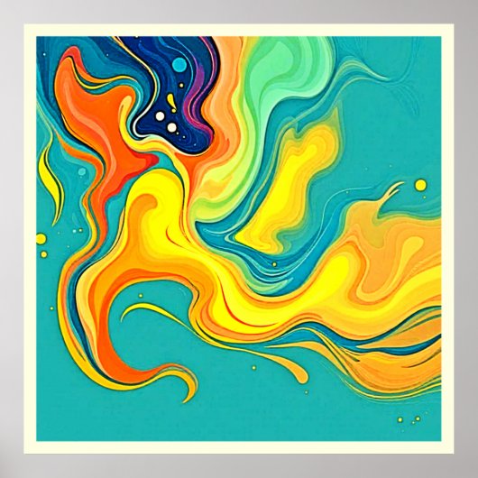 Poster Fluidité de la Joie : Vagues Abstraites (Devant)