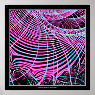 Poster Fluorescent Neon Web Fractal