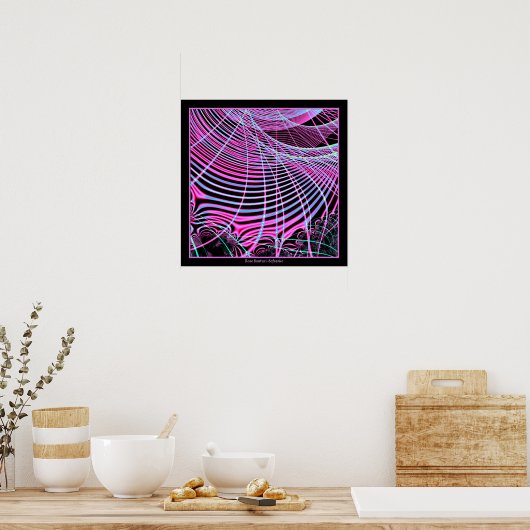 Poster Fluorescent Neon Web Fractal (Cuisine)