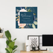 Poster Flush et Navy Flowers | Mariage de bienvenue bleu (Bureau à domicile)