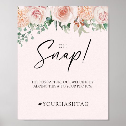 Poster flush Floral rose Mariage Oh Snap (Devant)