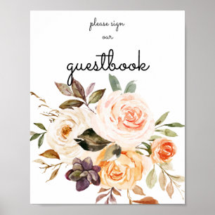 Poster flush & Peach Floral Guestbook
