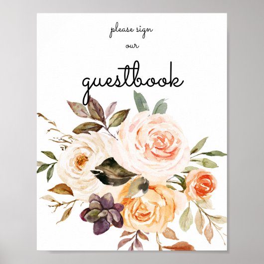 Poster flush & Peach Floral Guestbook (Devant)