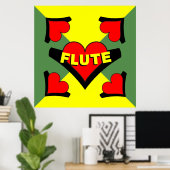 Poster Flûte sur le coeur (Bureau à domicile)