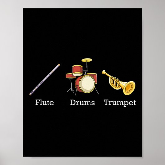 Poster Flûte Tambours Trompette Nd Instruments Subtil Ant (Devant)