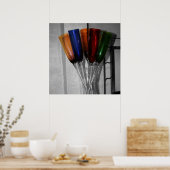 Poster Flutes de champagne colorées (Cuisine)