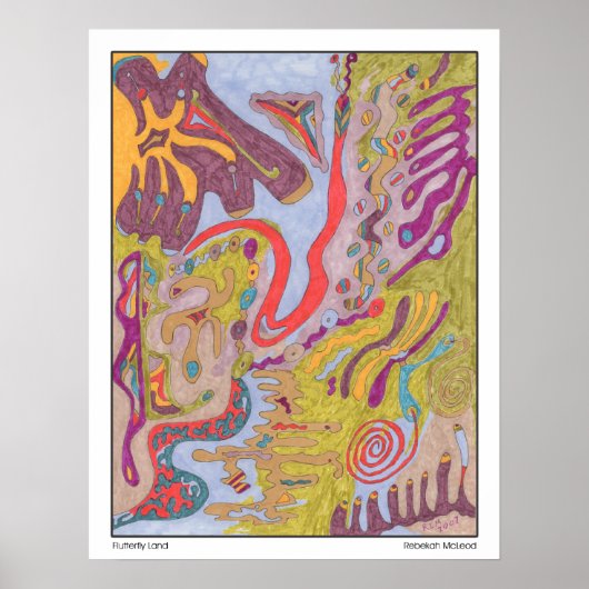 Poster "Flutterflyland" Art Abstrait (Devant)