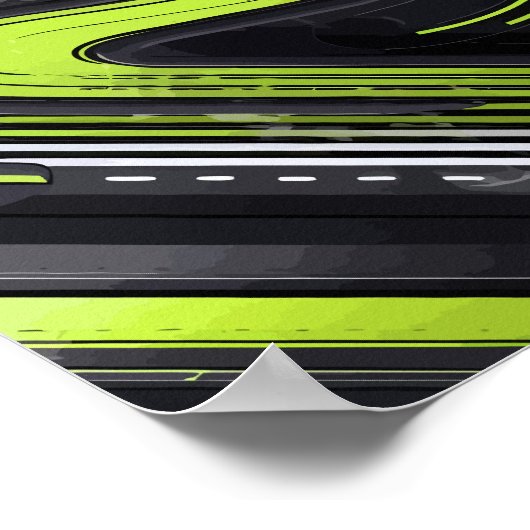 Poster Flux Abstrait avec lignes vert et noir (Coin)