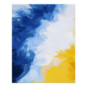 Poster Flux abstrait bleu et jaune gras