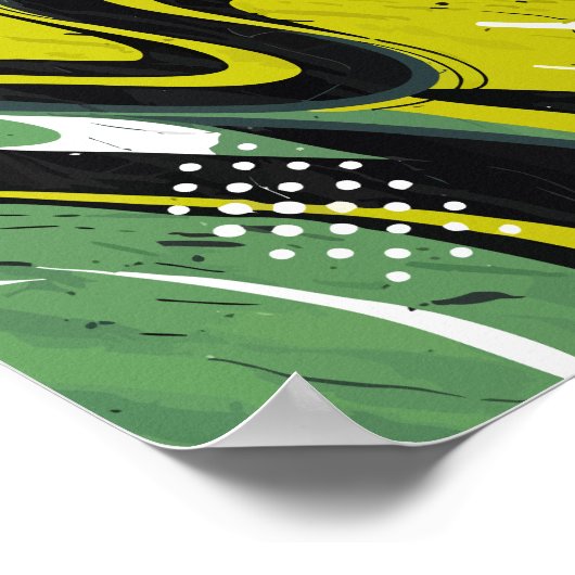 Poster Flux Abstrait dynamique vert et vert citron (Coin)